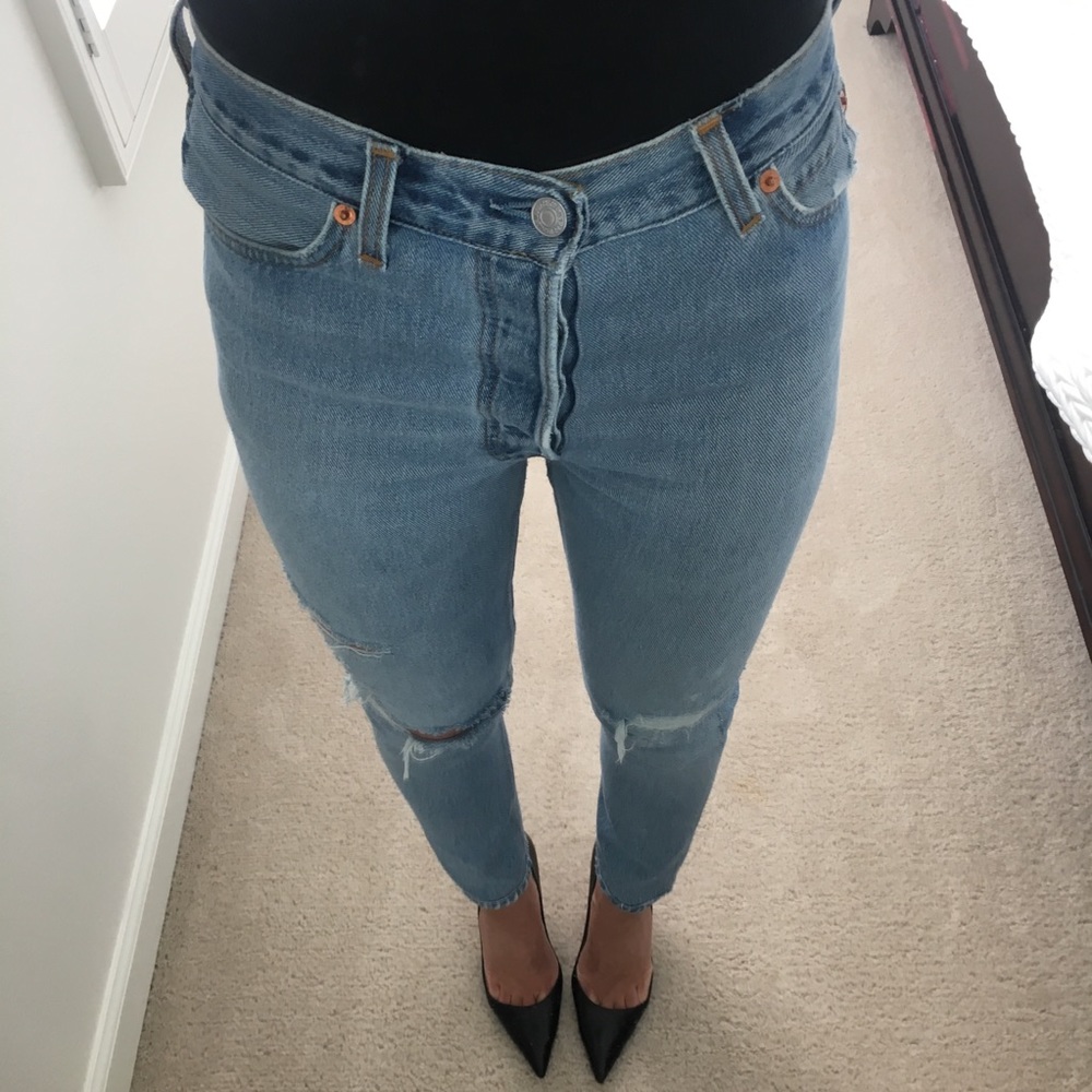 Re/Done High Rise Ankle Crop size 24 25 light wash - Picture 5 of 8